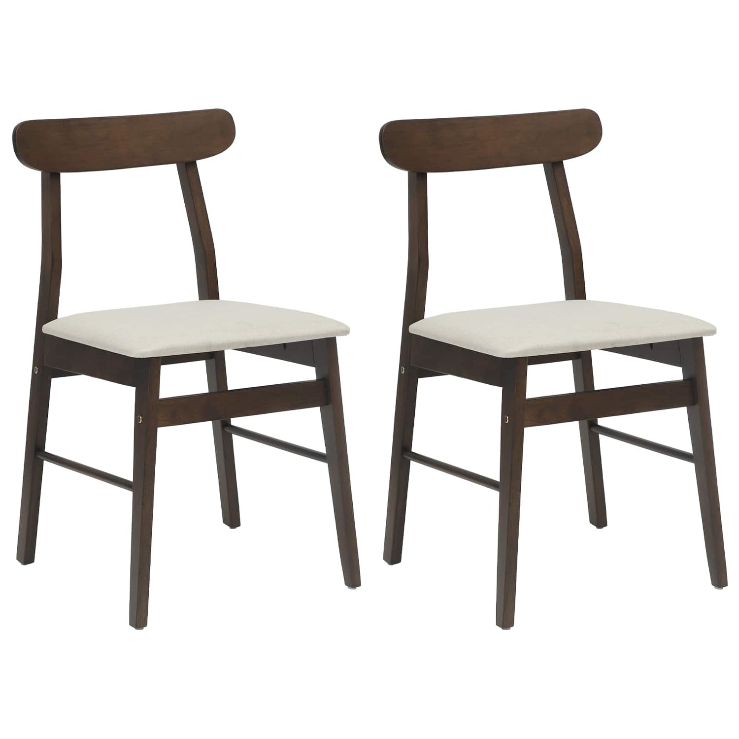 Spisestuestol 2 Pcs Mørk Brun, Lys Solid Gummitre