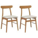 Spisestuestol 2 Pcs Naturlig Og Lys Solid Gummitre