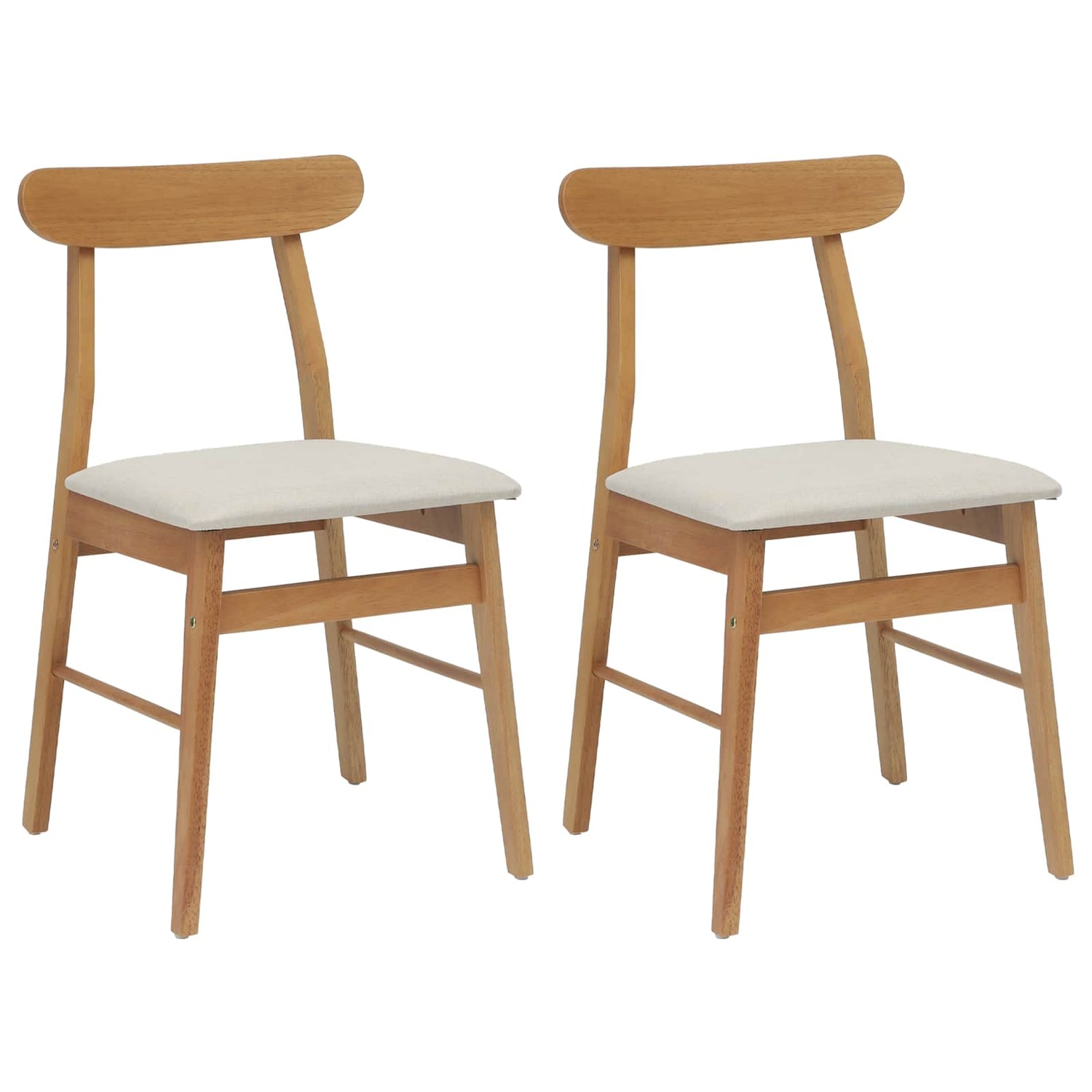 Spisestuestol 2 Pcs Naturlig Og Lys Solid Gummitre