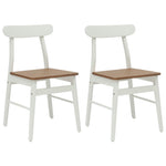 Spisestuestol 2 Pcs Hvit Og Naturlig Solid Gummitre