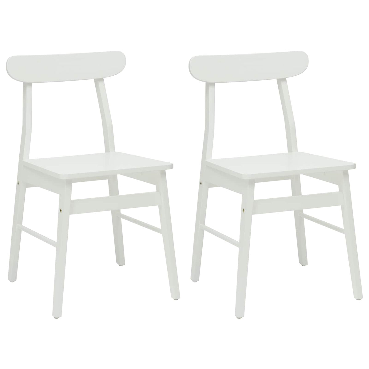 Spisestuestol 2 Pcs Hvit 43 X 44,5 X 77 Cm Solid Gummitre