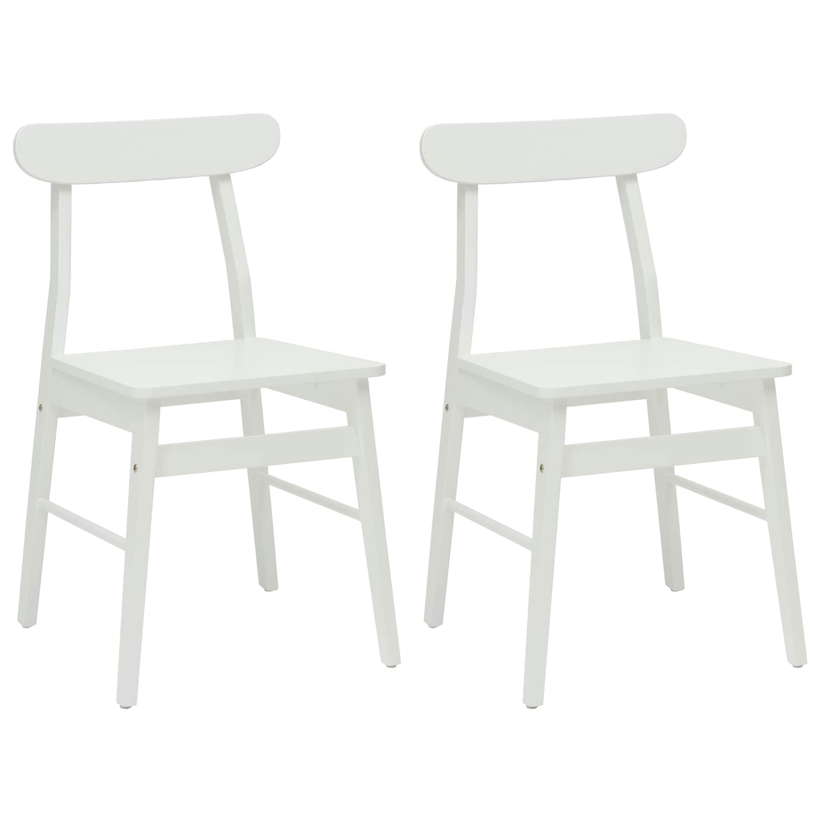 Spisestuestol 2 Pcs Hvit 43 X 44,5 X 77 Cm Solid Gummitre