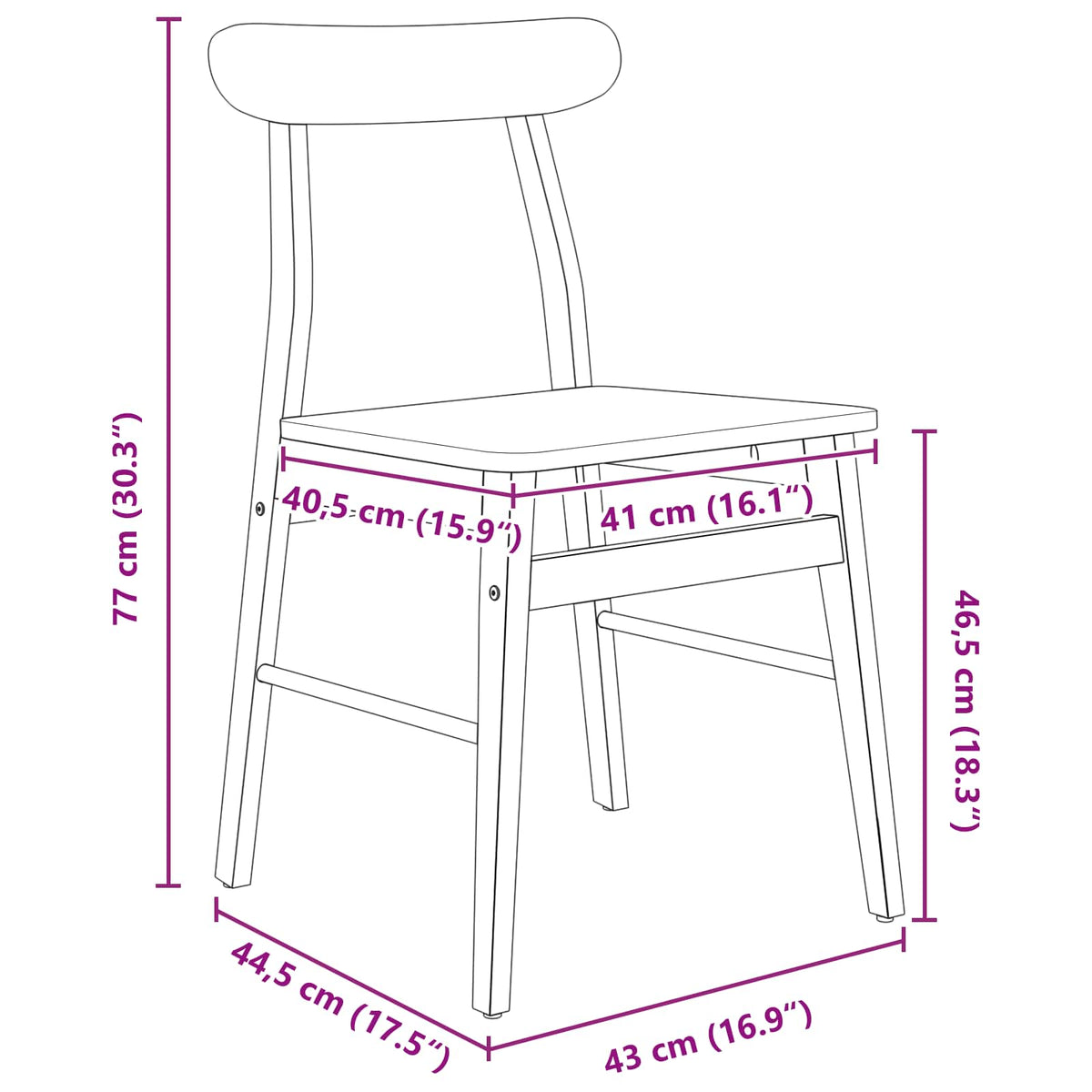 Spisestuestol 2 Pcs Hvit 43 X 44,5 X 77 Cm Solid Gummitre