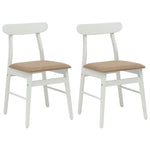 Spisestuestol 2 Pcs Hvit Og Brun Solid Gummitre