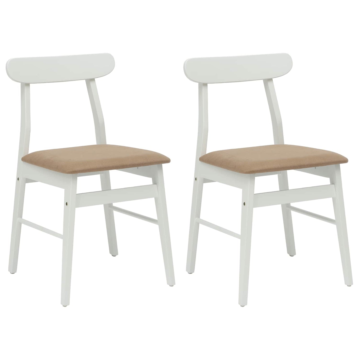Spisestuestol 2 Pcs Hvit Og Brun Solid Gummitre