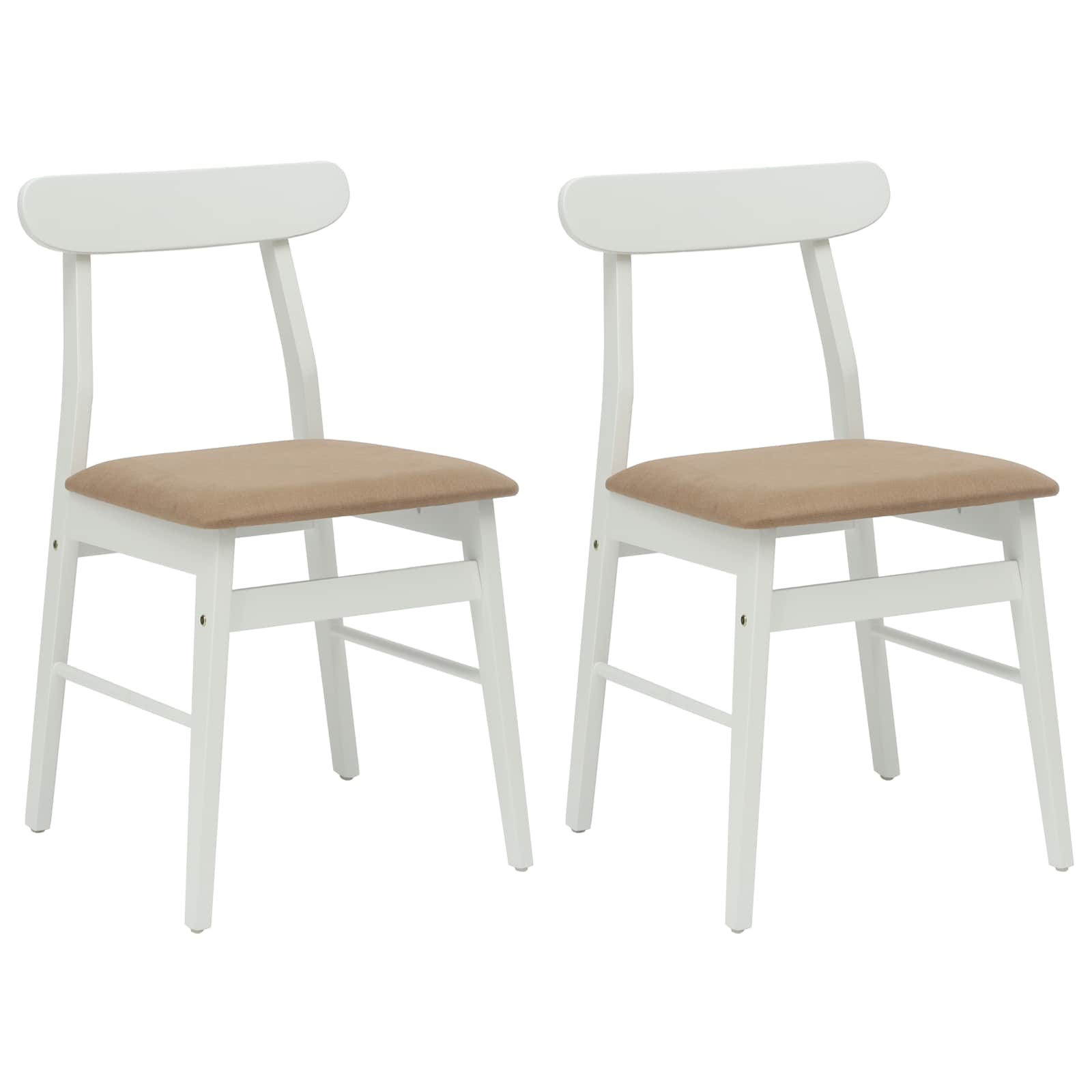 Spisestuestol 2 Pcs Hvit Og Brun Solid Gummitre