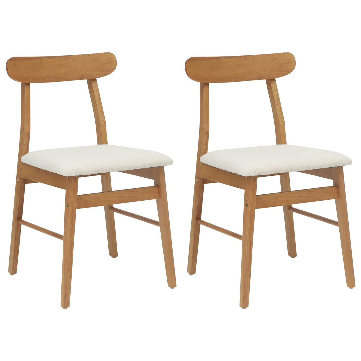 Spisestuestol 2 Pcs Naturlig Og Lys Solid Gummitre