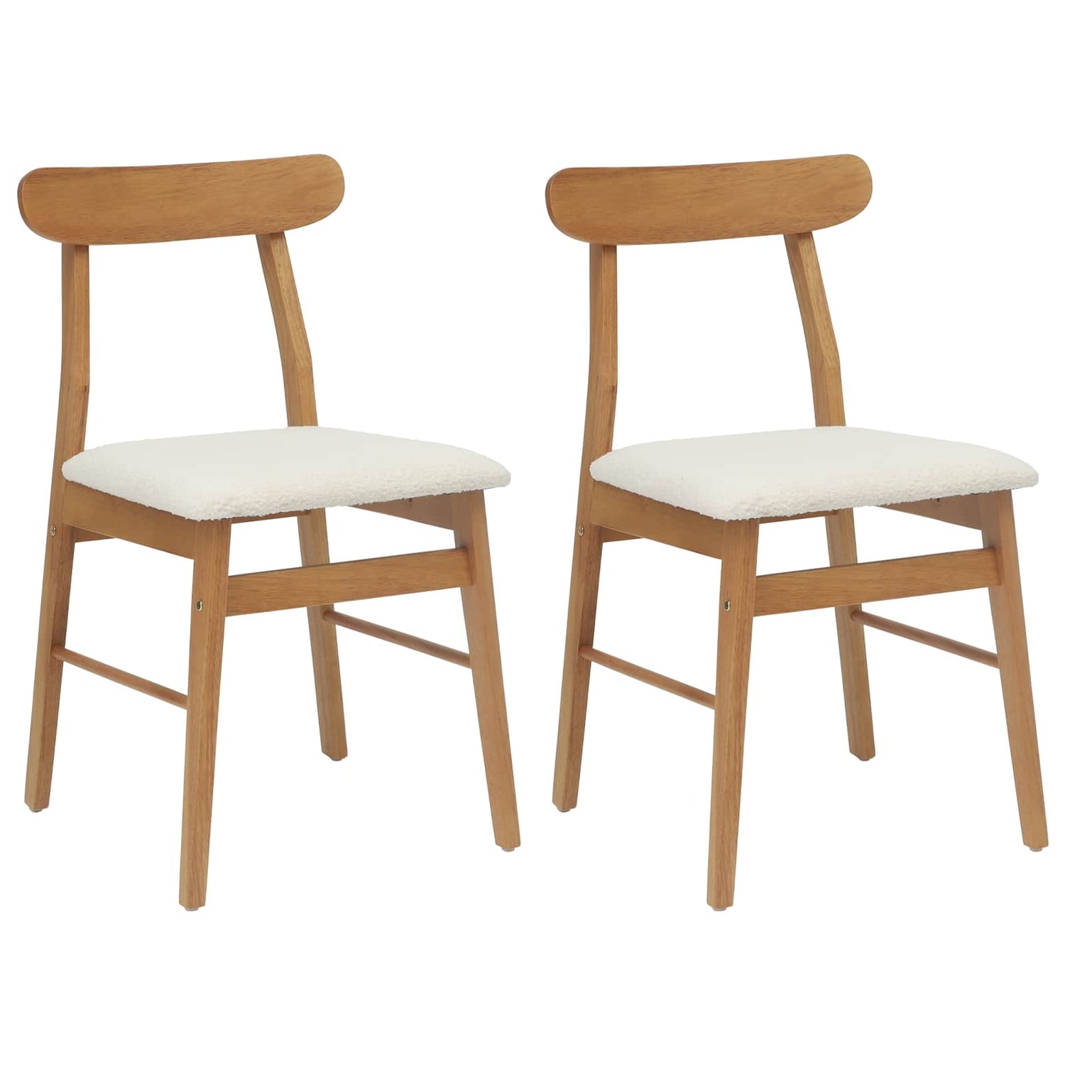 Spisestuestol 2 Pcs Naturlig Og Lys Solid Gummitre