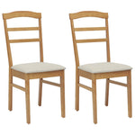 Spisestuestol 2 Pcs Naturlig Og Lys Solid Gummitre