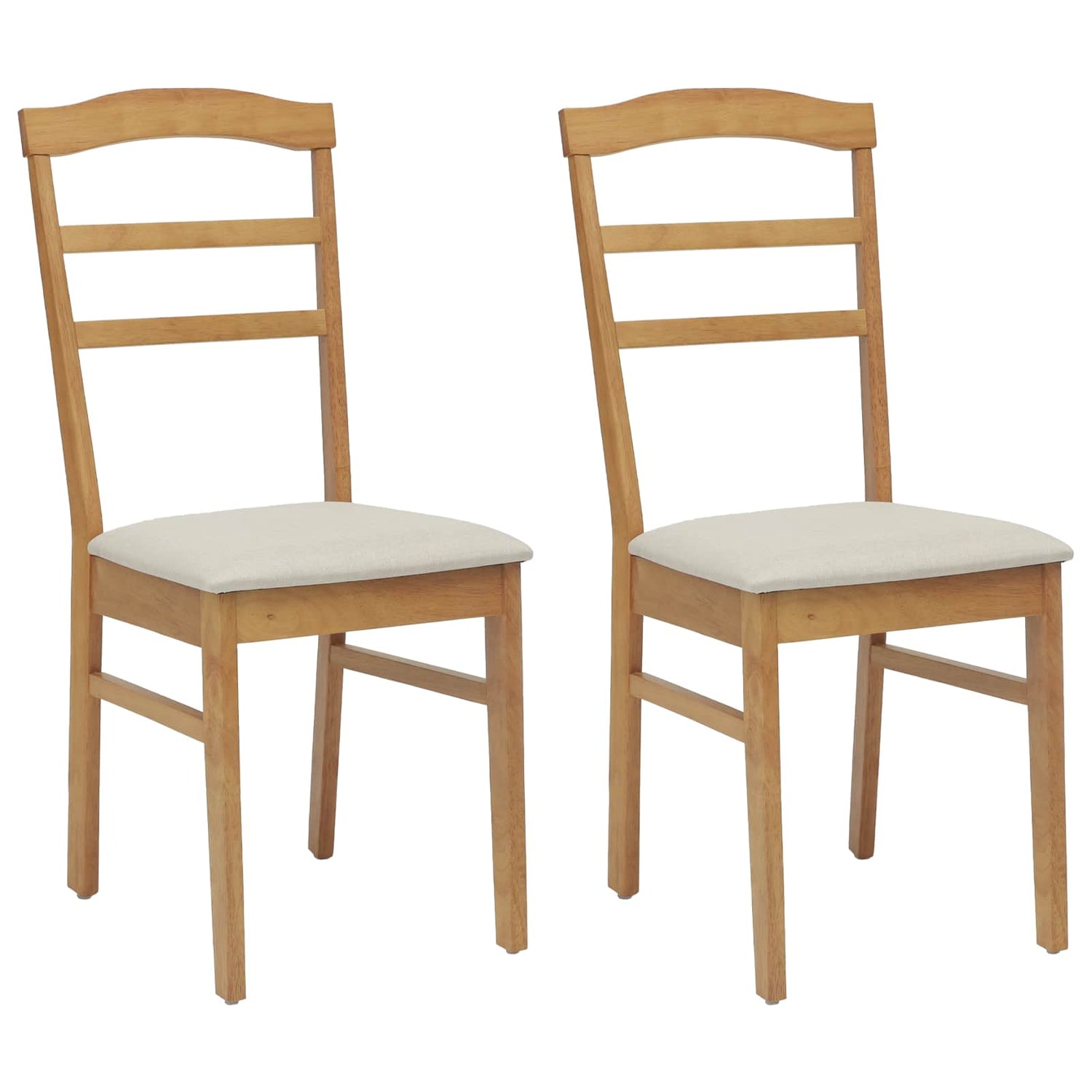 Spisestuestol 2 Pcs Naturlig Og Lys Solid Gummitre