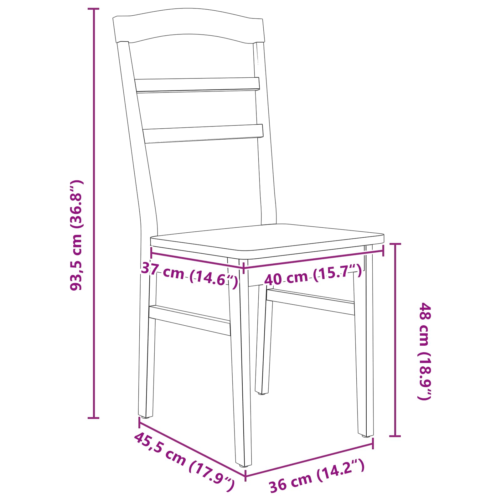 Spisestuestol 2 Pcs Hvit Solid Gummitre