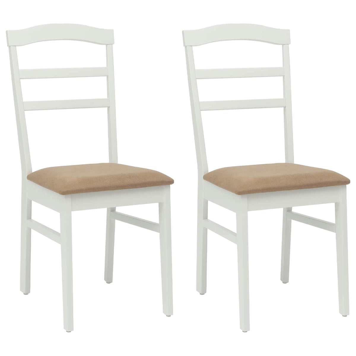 Spisestuestol 2 Pcs Hvit Og Brun Solid Gummitre