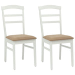 Spisestuestol 2 Pcs Hvit Og Brun Solid Gummitre