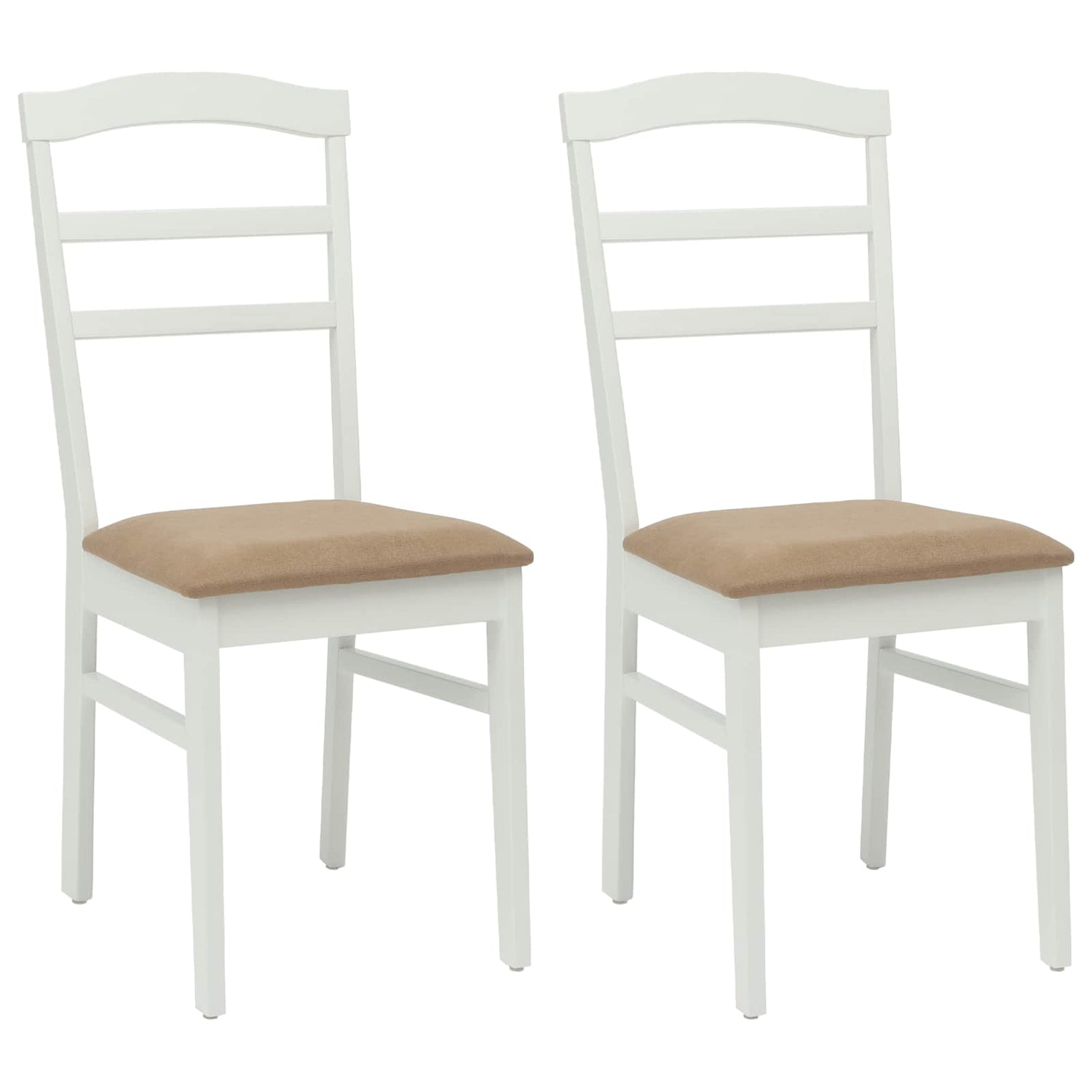Spisestuestol 2 Pcs Hvit Og Brun Solid Gummitre