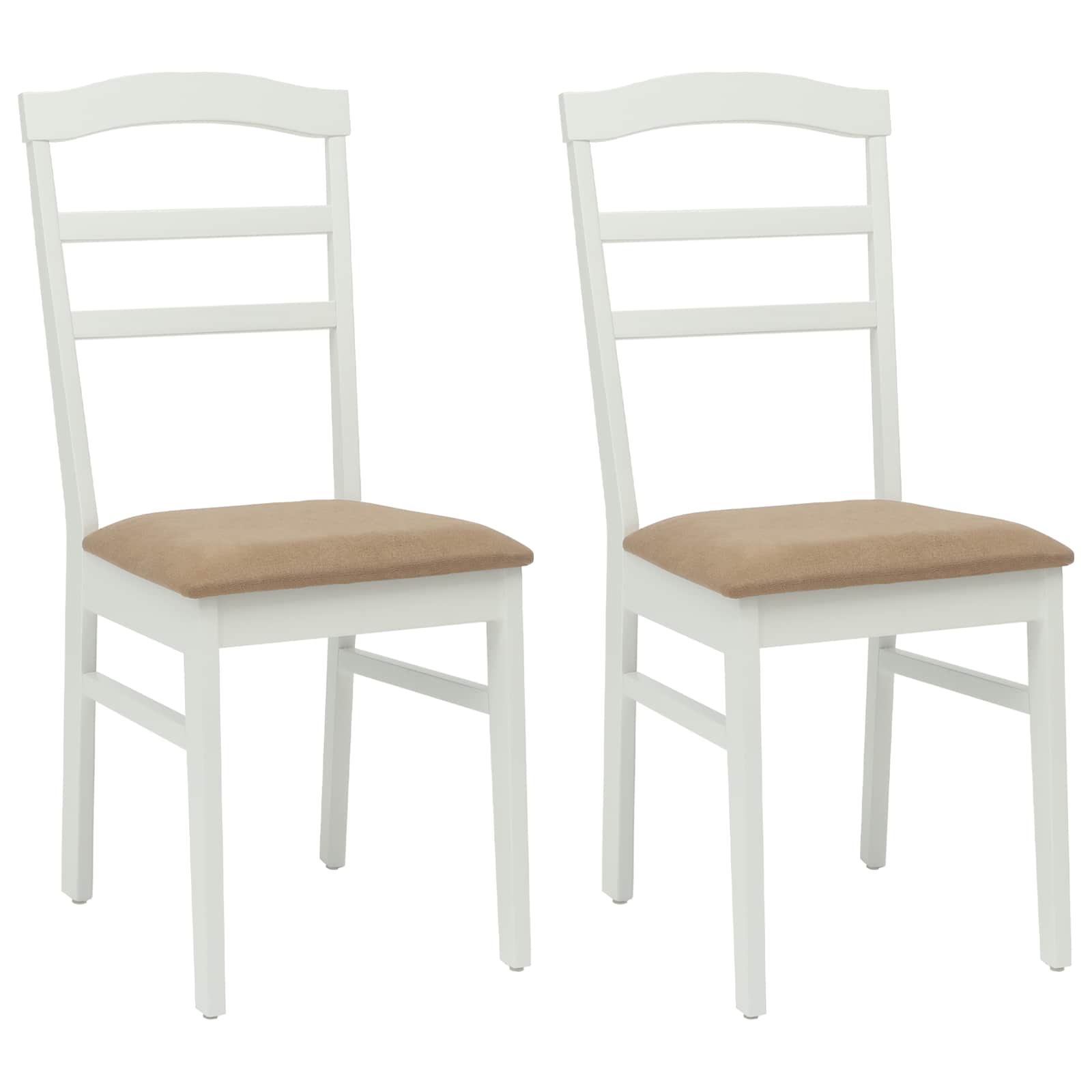 Spisestuestol 2 Pcs Hvit Og Brun Solid Gummitre