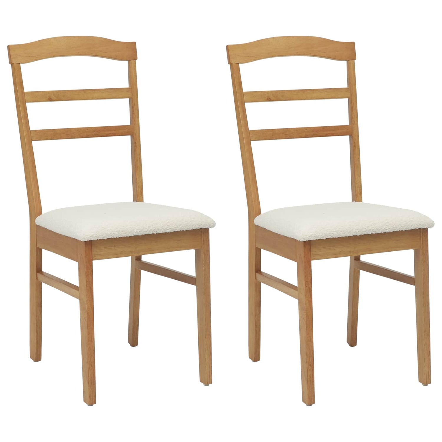Spisestuestol 2 Pcs Naturlig Og Lys Solid Gummitre