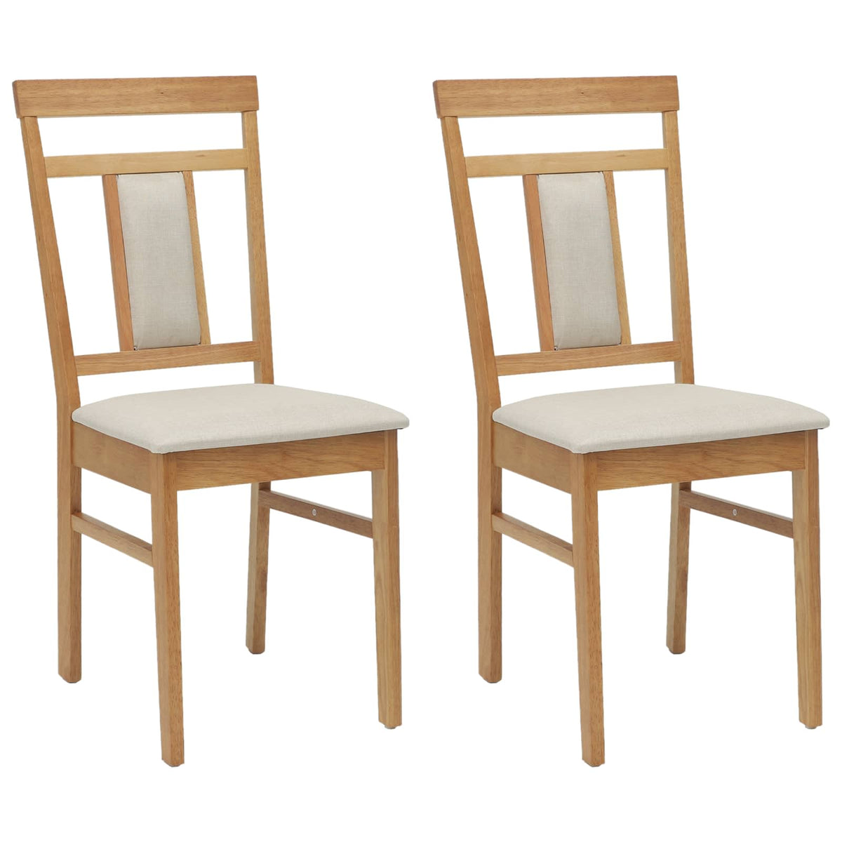 Spisestuestol 2 Pcs Naturlig Og Lys Solid Gummitre