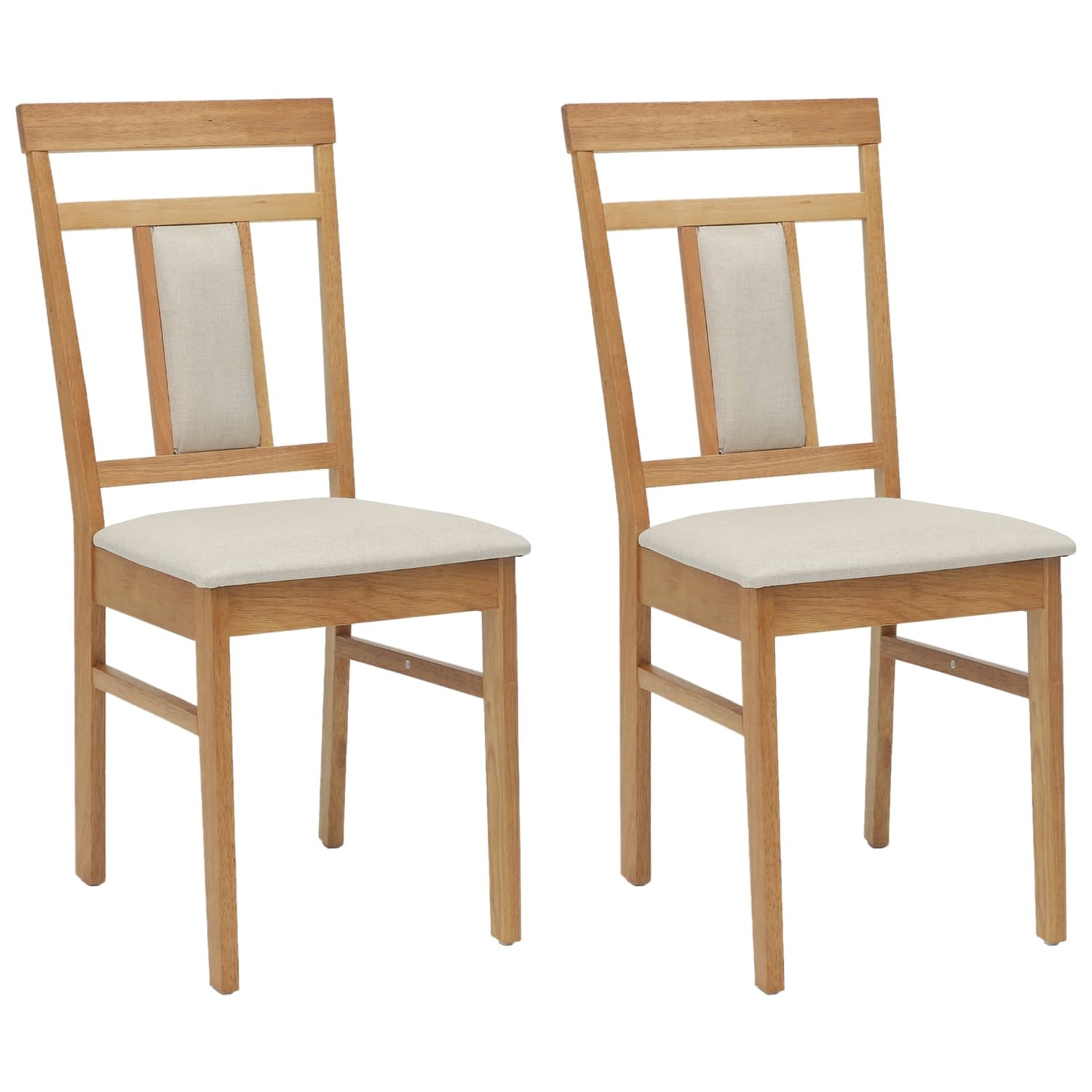 Spisestuestol 2 Pcs Naturlig Og Lys Solid Gummitre