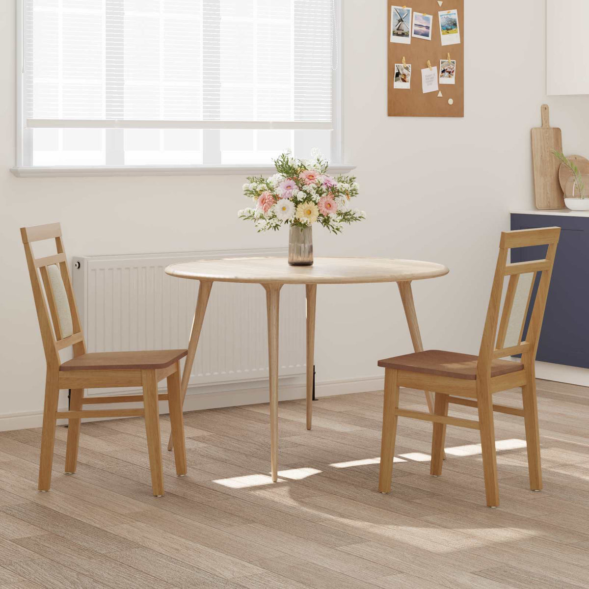 Spisestuestol 2 Pcs Naturlig Solid Gummitre