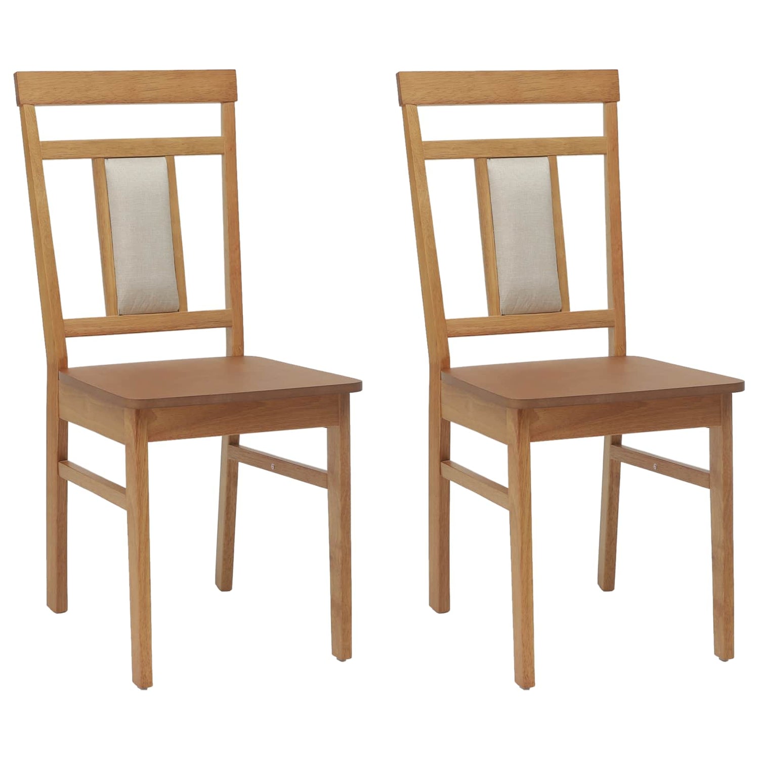 Spisestuestol 2 Pcs Naturlig Solid Gummitre