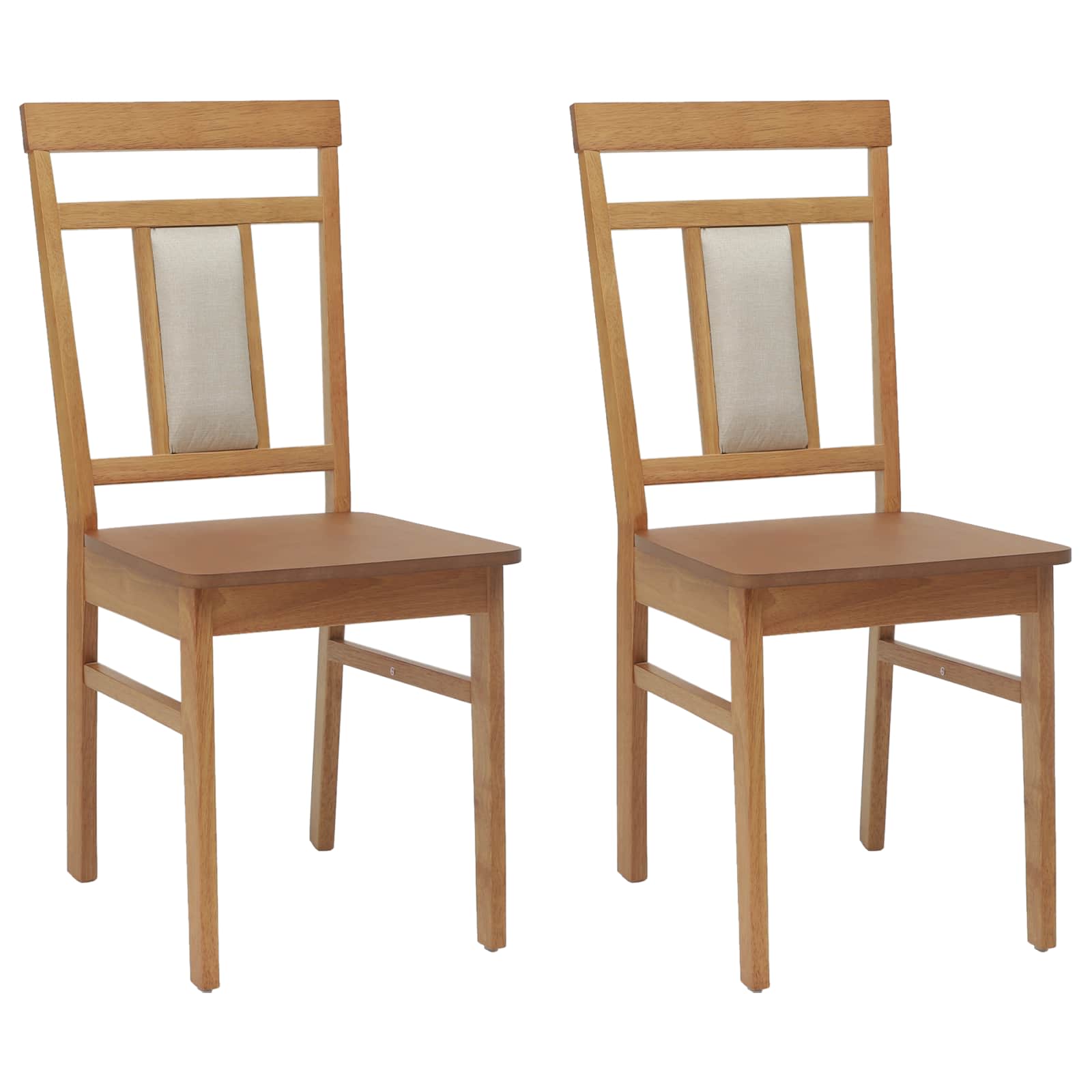 Spisestuestol 2 Pcs Naturlig Solid Gummitre
