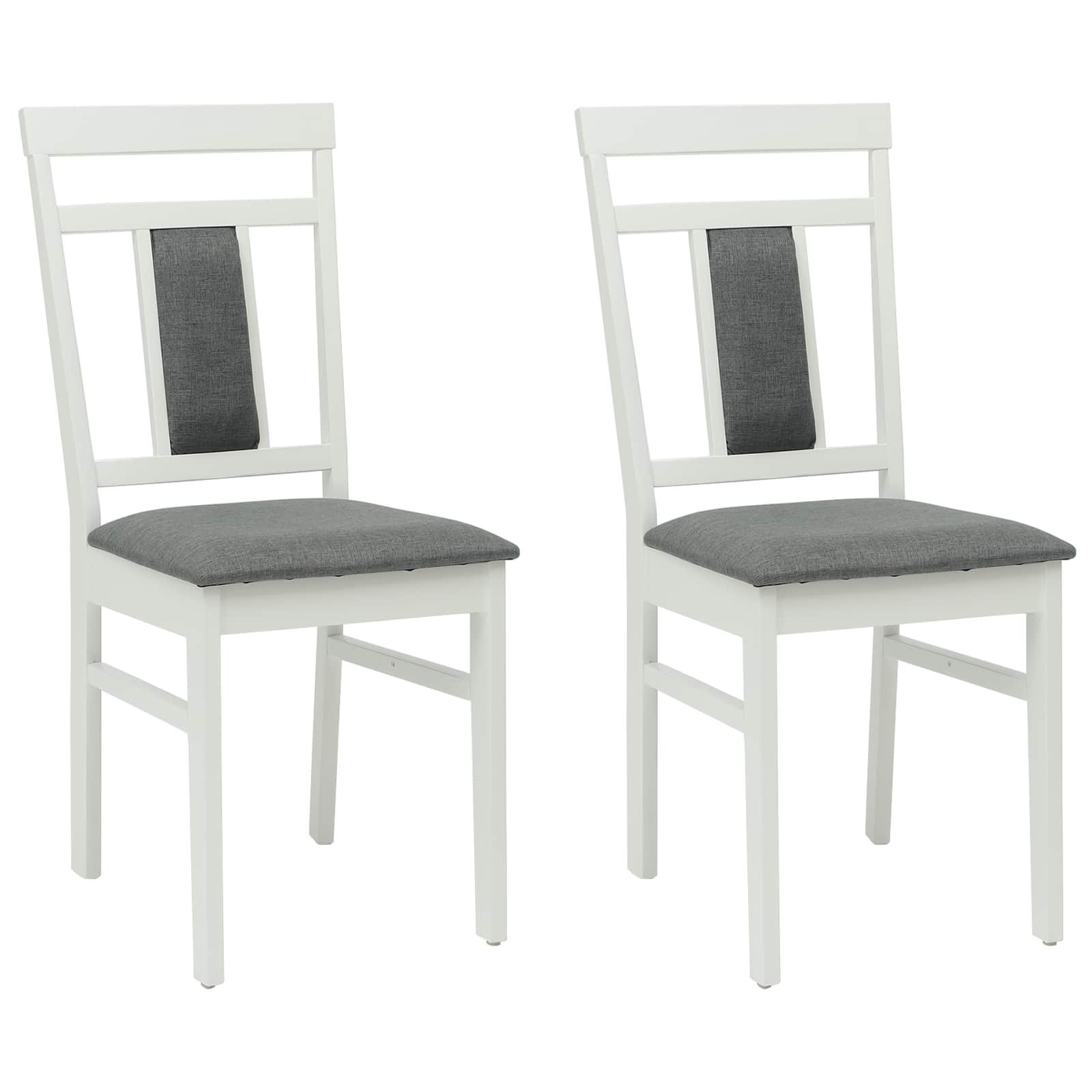 Spisestuestol 2 Pcs Hvit Og Grå Solid Gummitre