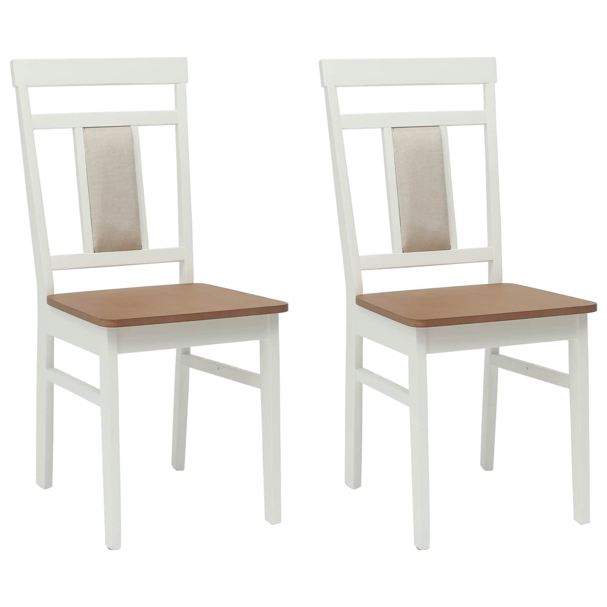 Spisestuestol 2 Pcs Hvit Og Naturlig Solid Gummitre