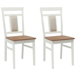 Spisestuestol 2 Pcs Hvit Og Naturlig Solid Gummitre