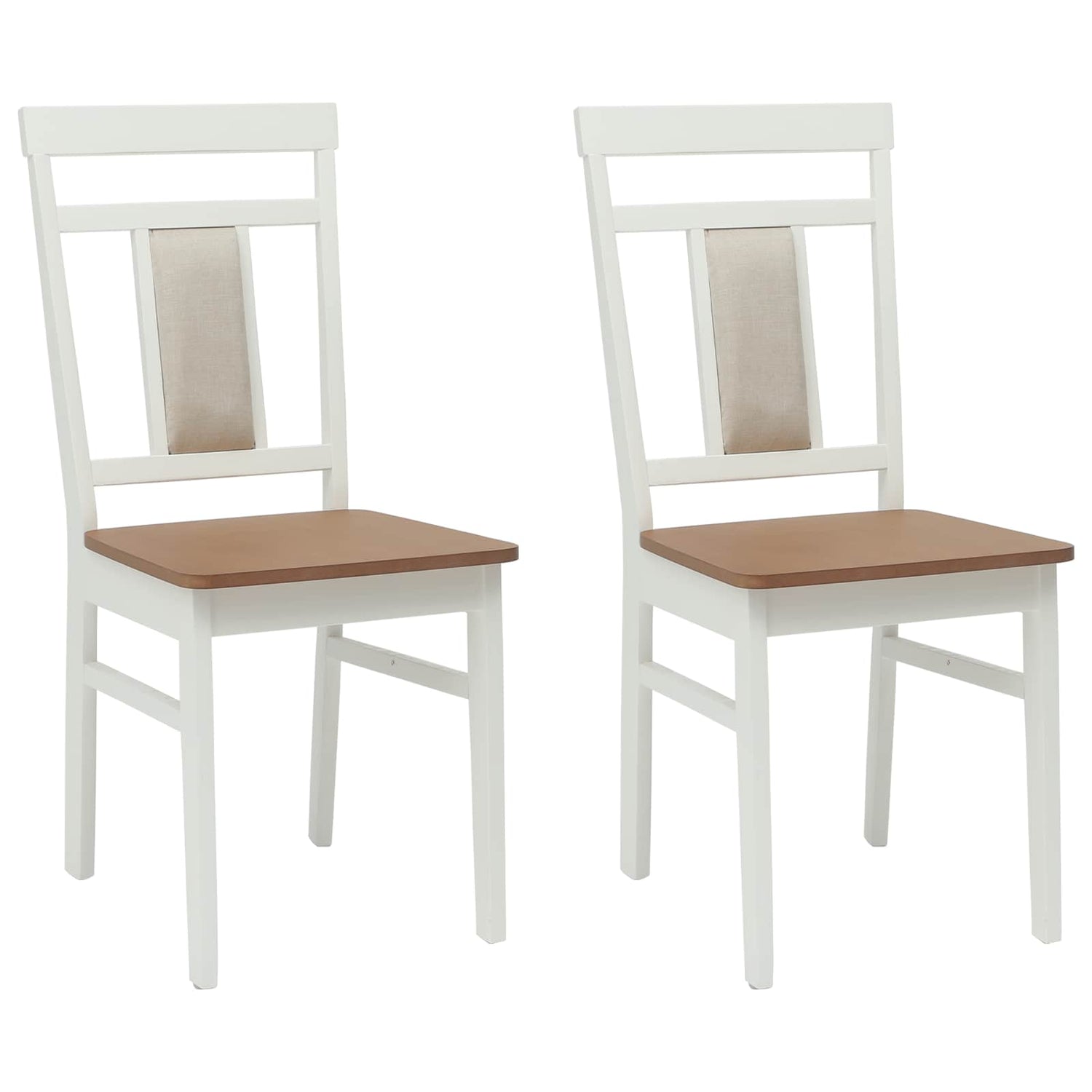 Spisestuestol 2 Pcs Hvit Og Naturlig Solid Gummitre