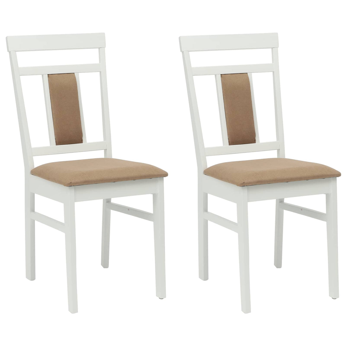 Spisestuestol 2 Pcs Hvit Og Brun Solid Gummitre