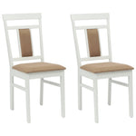 Spisestuestol 2 Pcs Hvit Og Brun Solid Gummitre