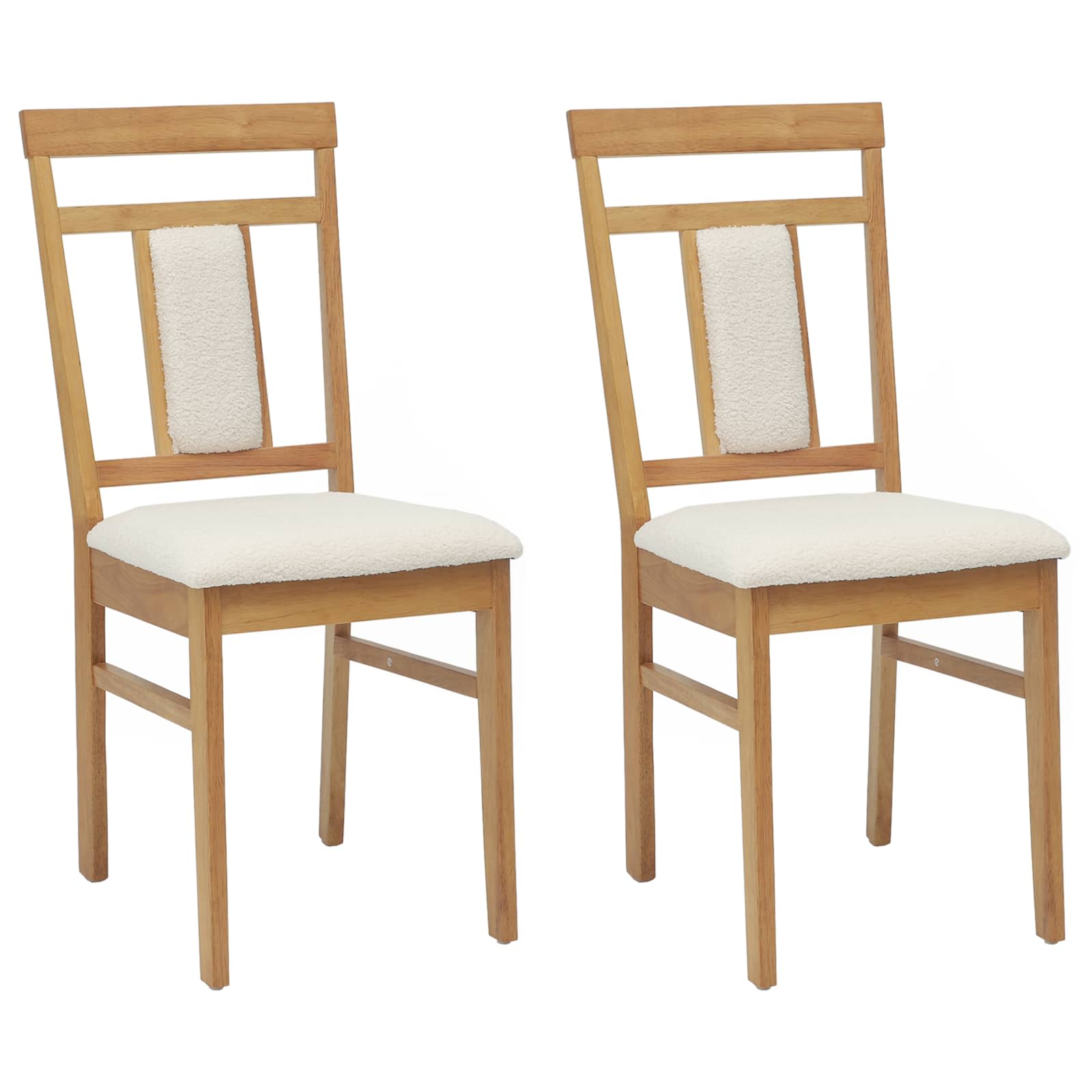 Spisestuestol 2 Pcs Naturlig Og Lys Solid Gummitre