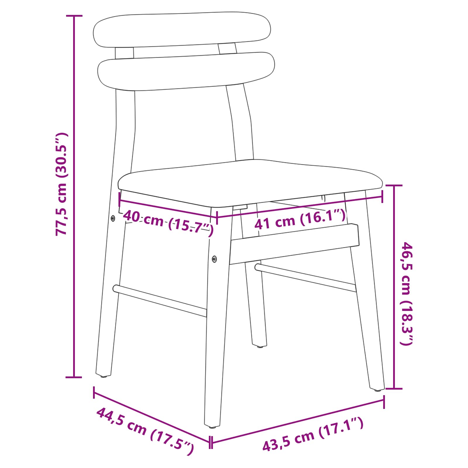 Spisestuestol 2 Pcs Naturlig Og Lys Solid Gummitre