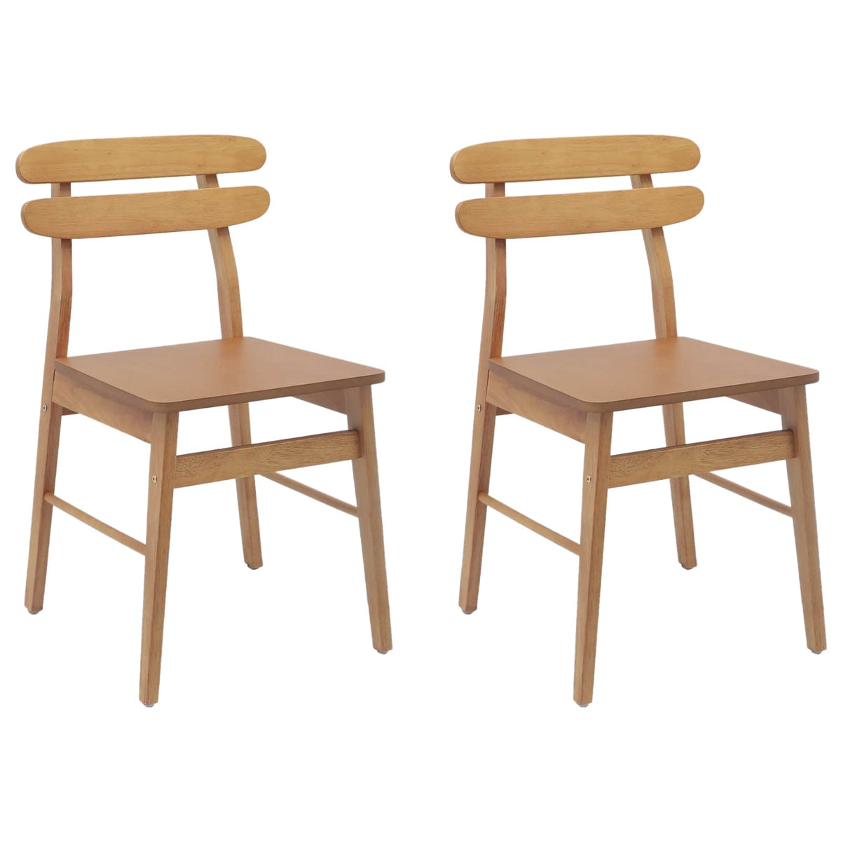 Spisestuestol 2 Pcs Naturlig Solid Gummitre