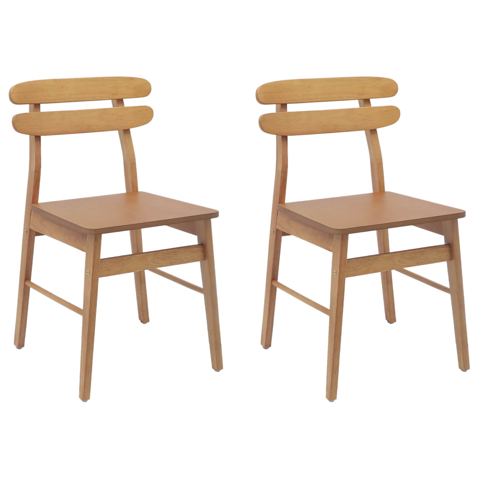 Spisestuestol 2 Pcs Naturlig Solid Gummitre