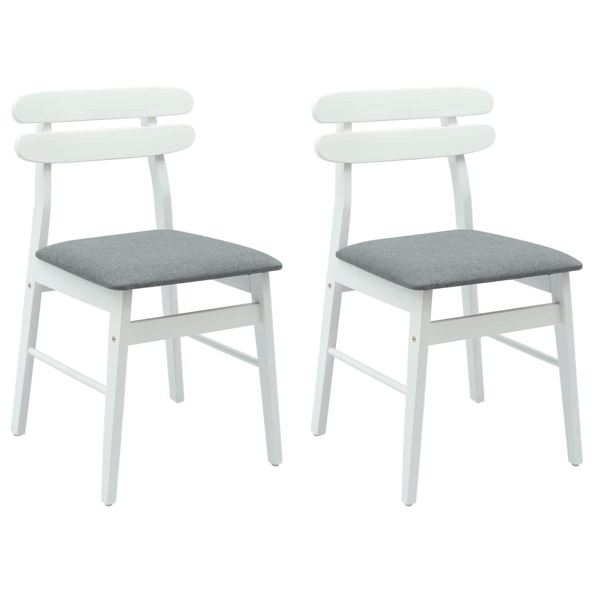 Spisestuestol 2 Pcs Hvit Og Grå Solid Gummitre