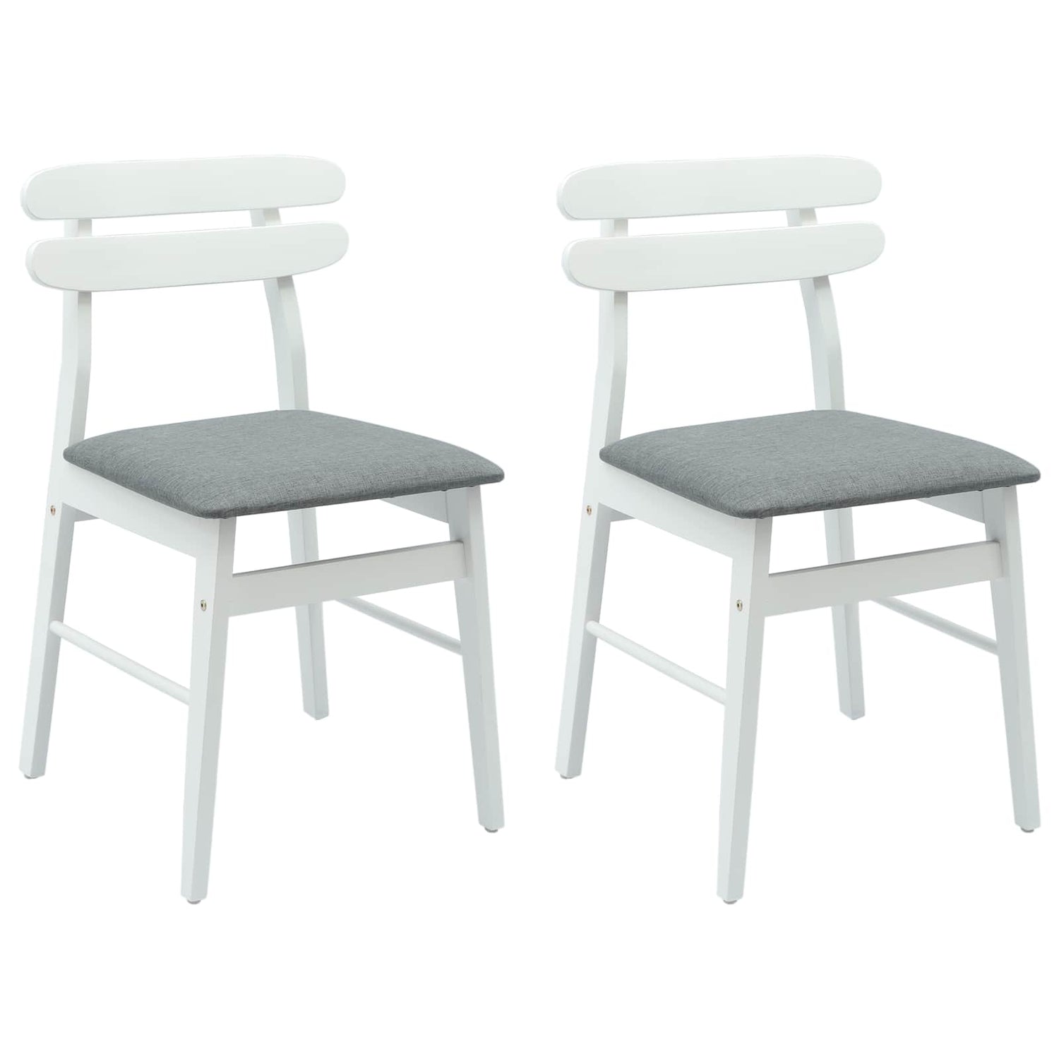 Spisestuestol 2 Pcs Hvit Og Grå Solid Gummitre