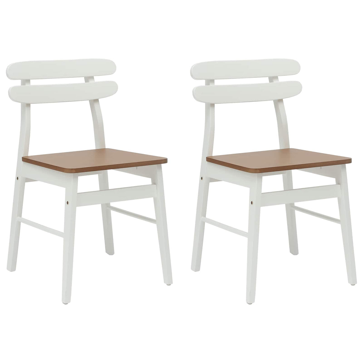 Spisestuestol 2 Pcs Hvit Og Naturlig Solid Gummitre