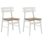 Spisestuestol 2 Pcs Hvit Og Naturlig Solid Gummitre