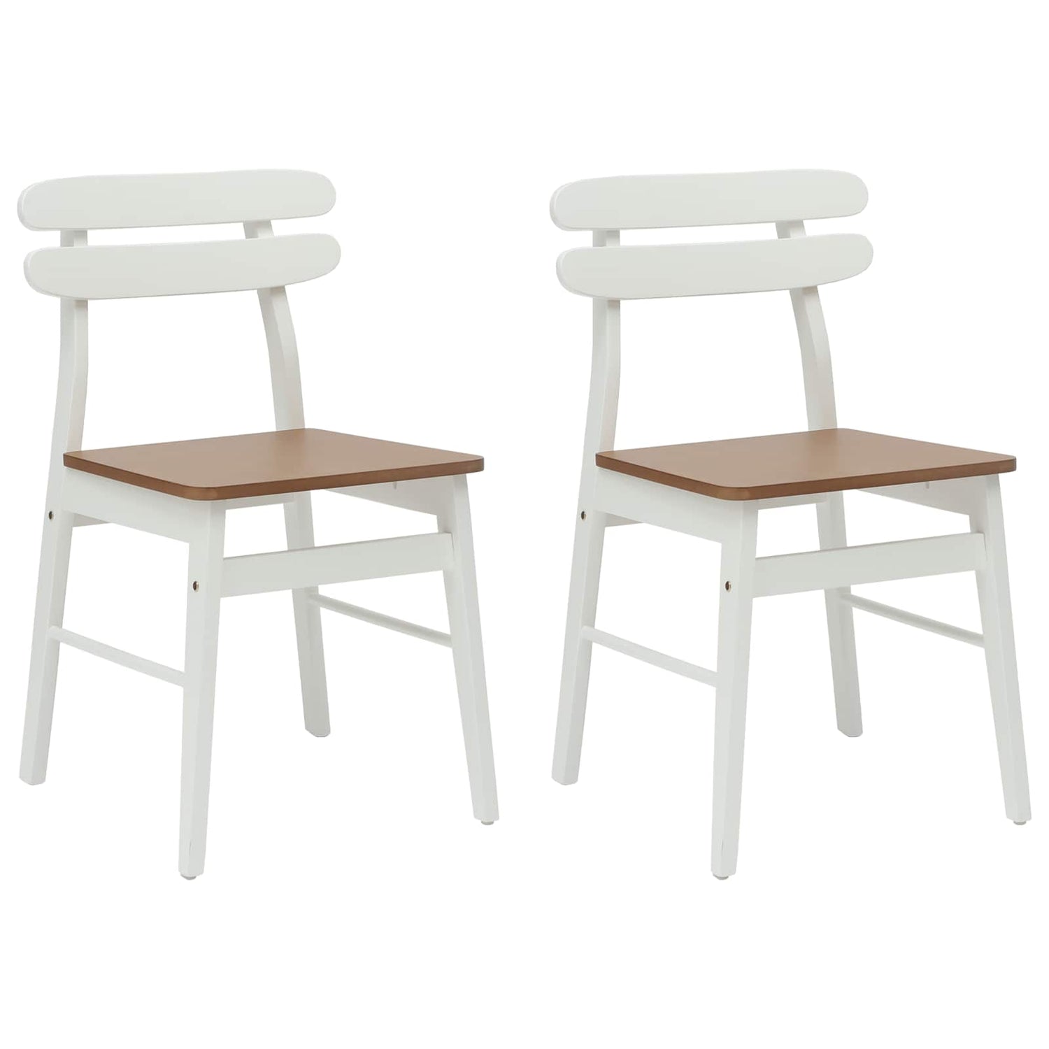 Spisestuestol 2 Pcs Hvit Og Naturlig Solid Gummitre