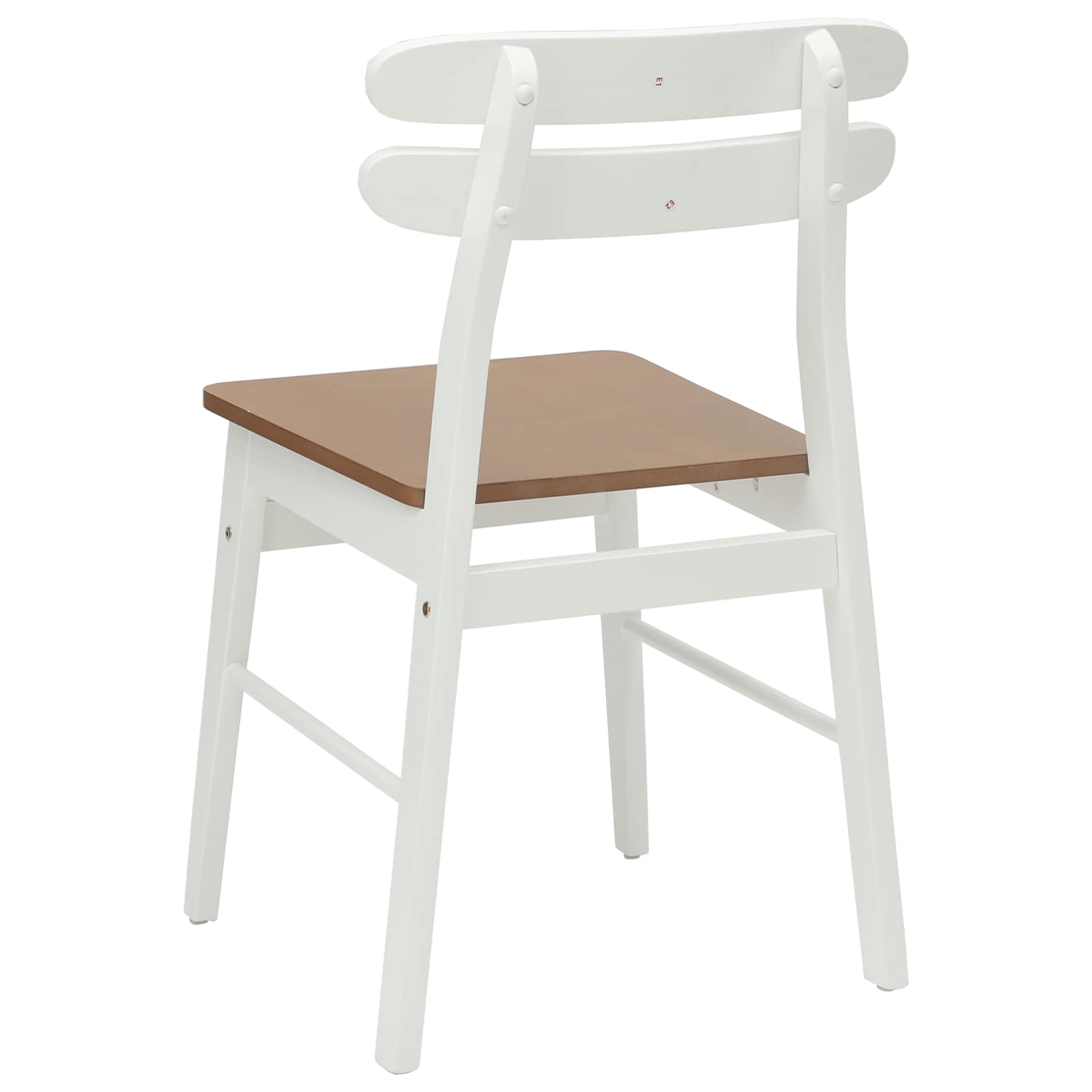 Spisestuestol 2 Pcs Hvit Og Naturlig Solid Gummitre