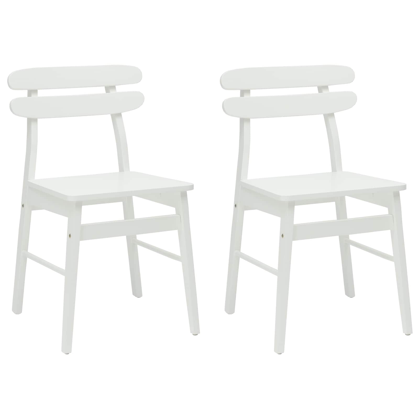 Spisestuestol 2 Pcs Hvit Solid Gummitre