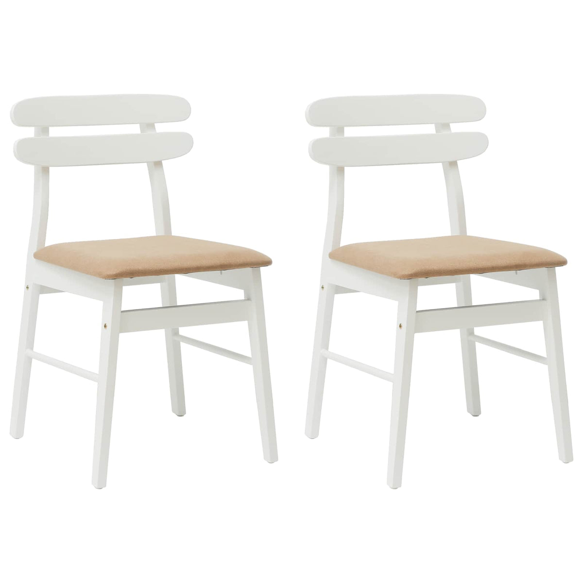 Spisestuestol 2 Pcs Hvit Og Brun Solid Gummitre