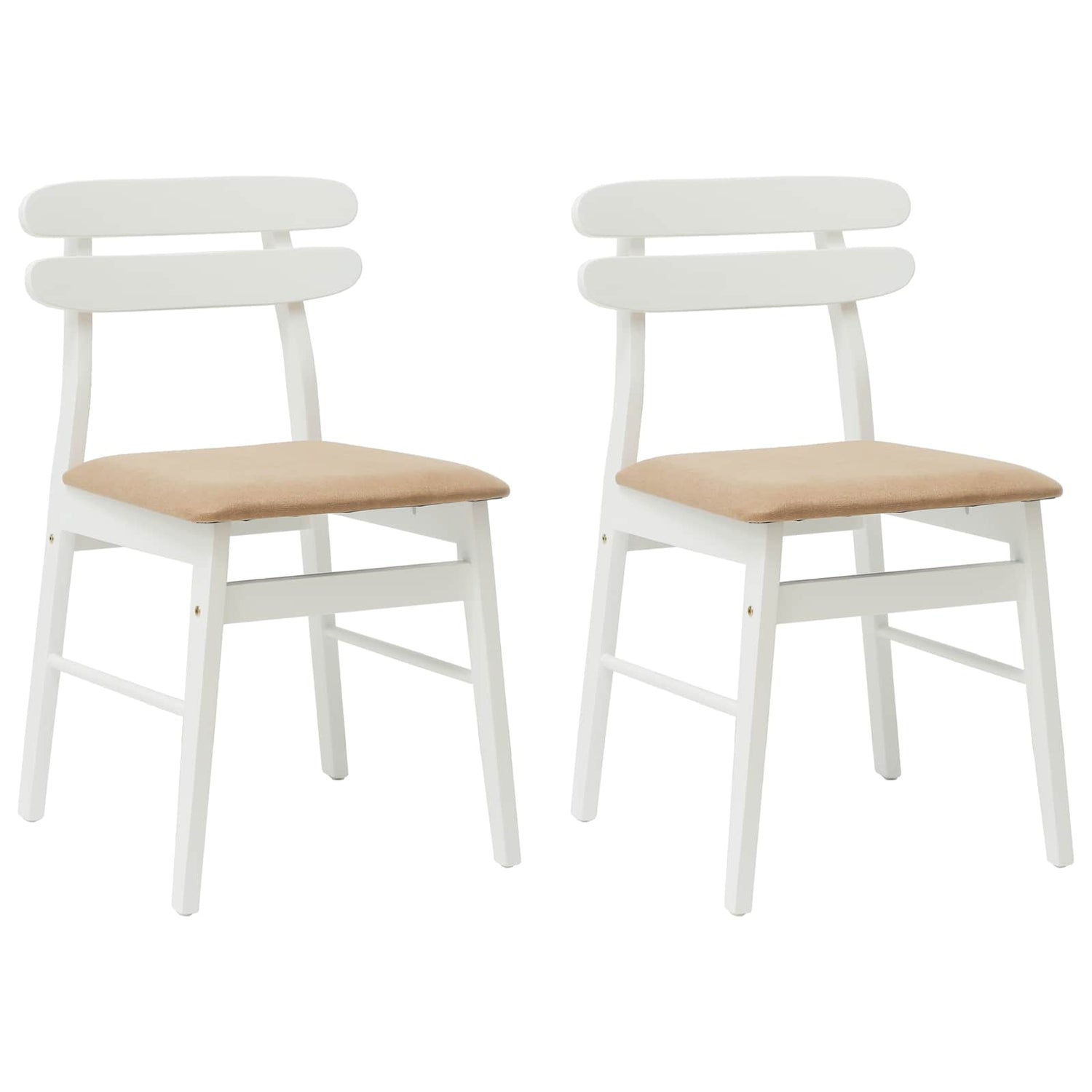 Spisestuestol 2 Pcs Hvit Og Brun Solid Gummitre