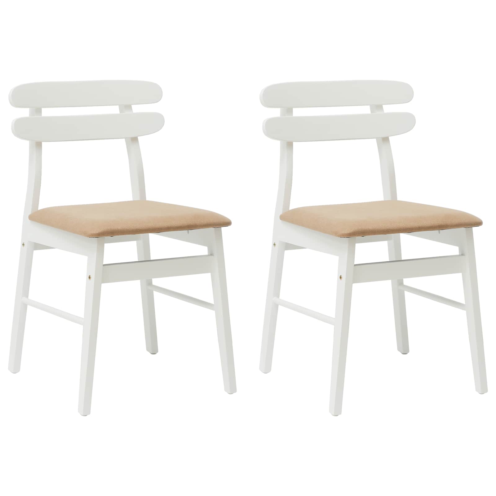Spisestuestol 2 Pcs Hvit Og Brun Solid Gummitre