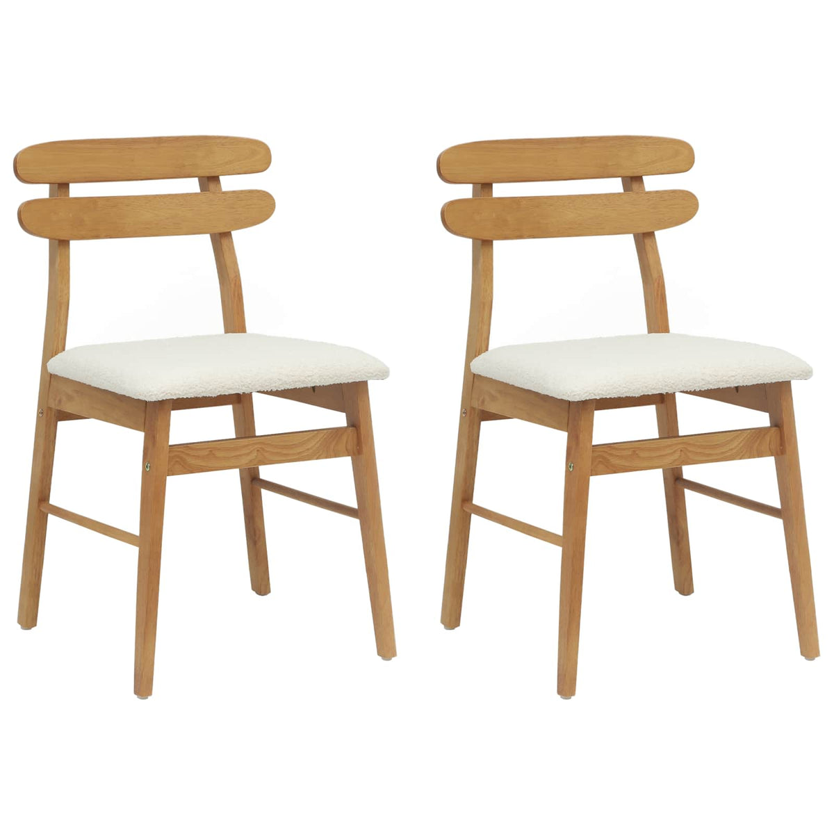 Spisestuestol 2 Pcs Naturlig Og Lys Solid Gummitre