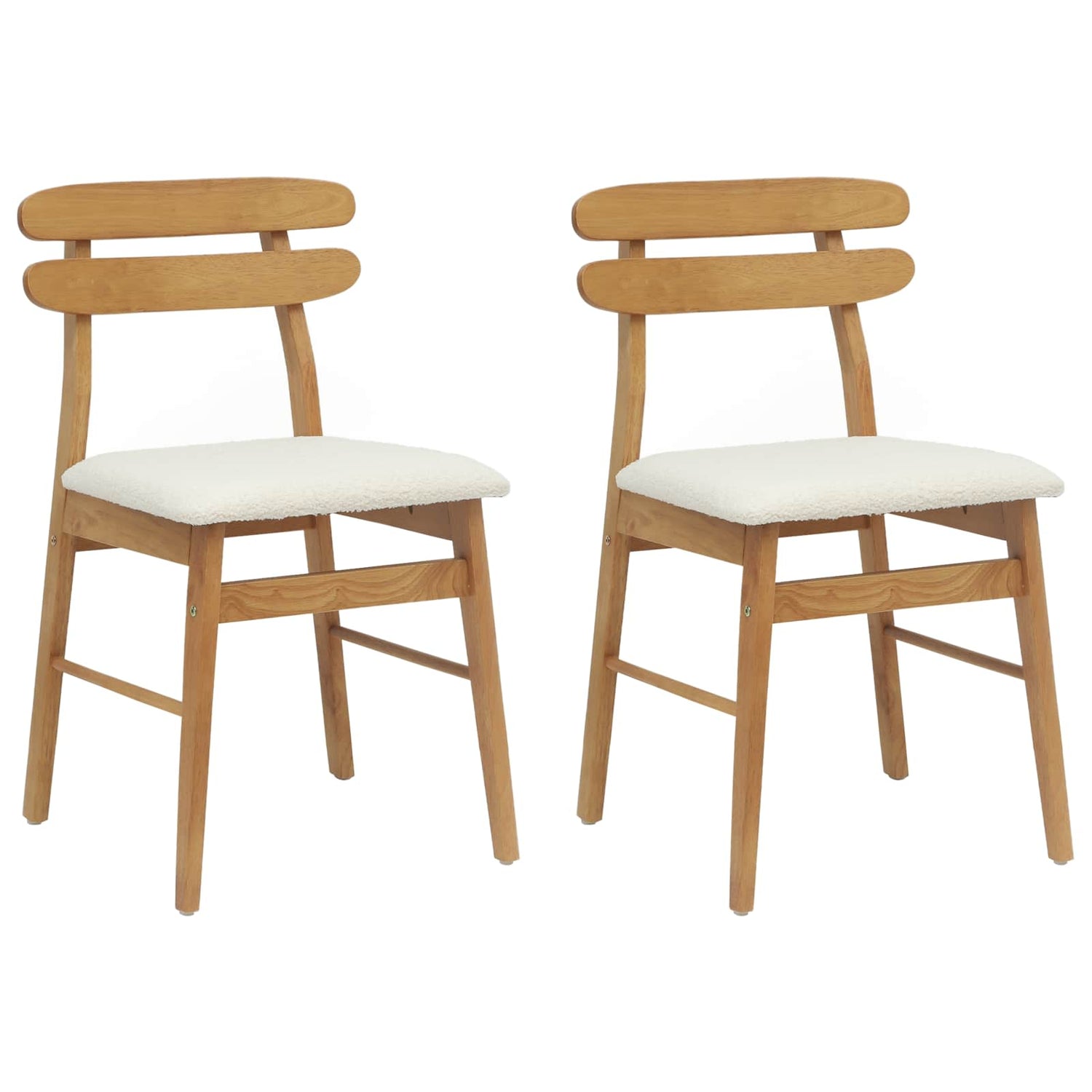 Spisestuestol 2 Pcs Naturlig Og Lys Solid Gummitre