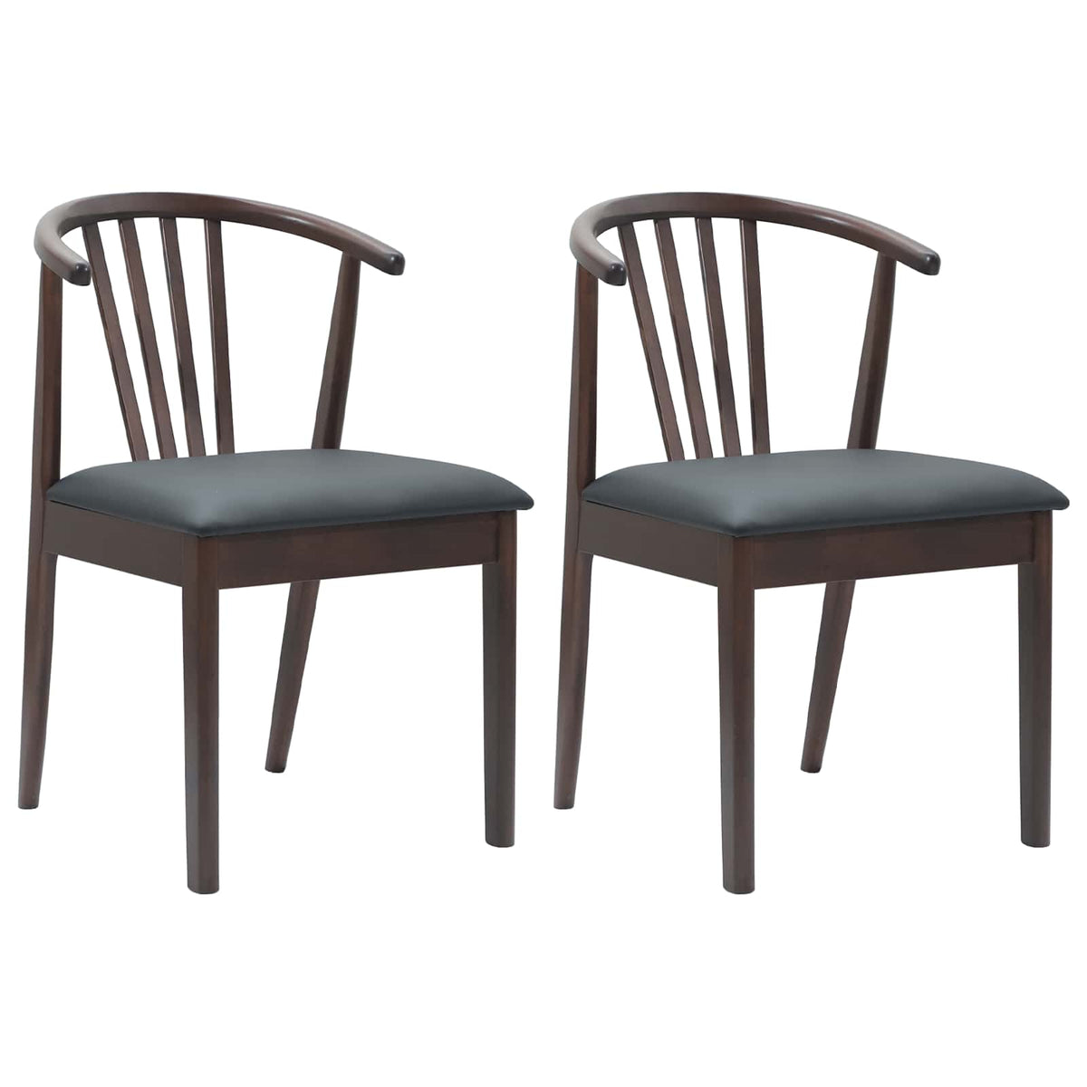 Spisestuestol 2 Pcs Lys Brun Og Svart Solid Gummitre