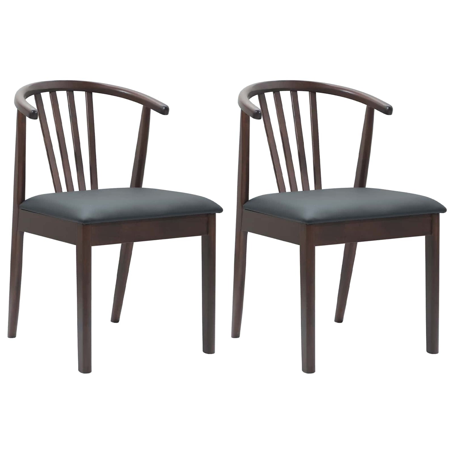 Spisestuestol 2 Pcs Lys Brun Og Svart Solid Gummitre