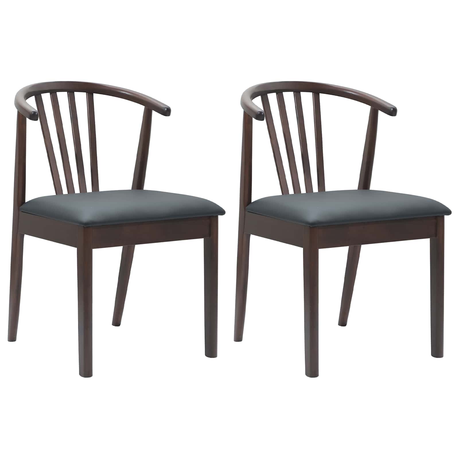 Spisestuestol 2 Pcs Lys Brun Og Svart Solid Gummitre
